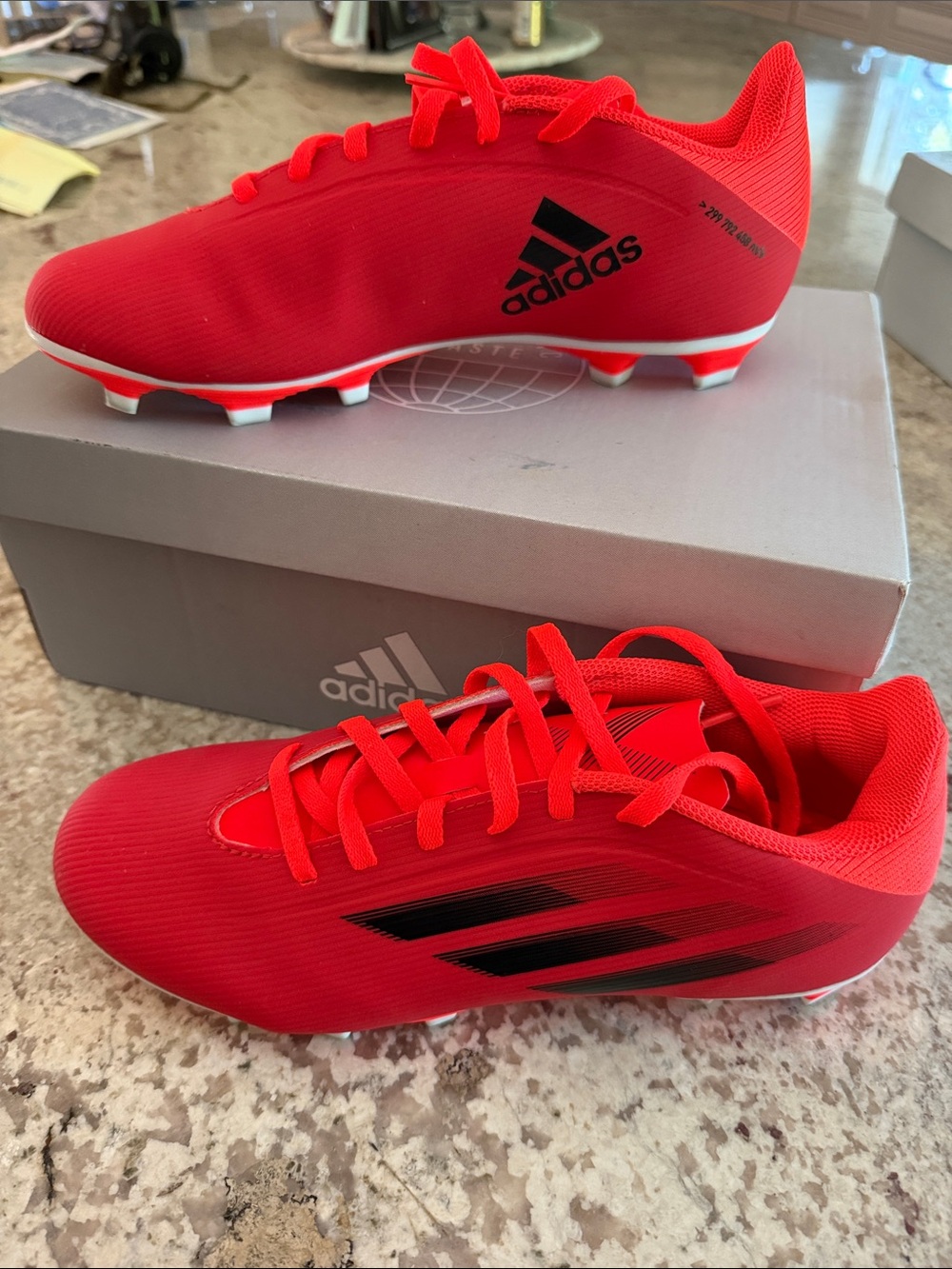 adidas Red women’s Soccer Cleats with Black Stripes speedflow BRAND NEW